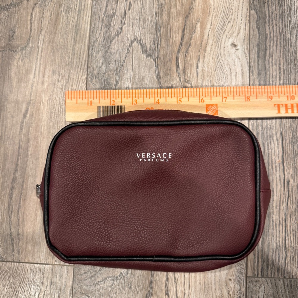 Versace Parfums Burgundy Toiletry Bag ONLY Turkish Airlines Travel Pouch Greek - Picture 6 of 7
